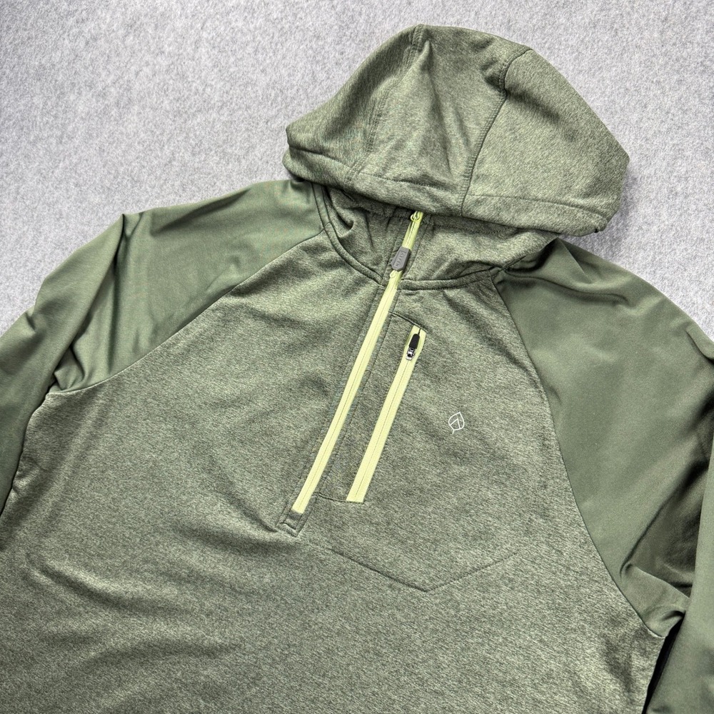Aspen‎ Mens Medium Olive Green Heathered Quarter Zip Performance Hoodie Pullover